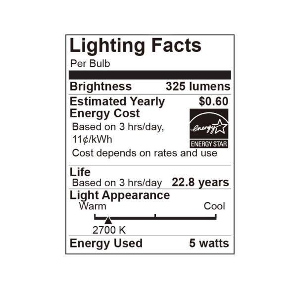 5W Dimmable Warm White Light Bulbs 60-Count Contractor Pack V865206