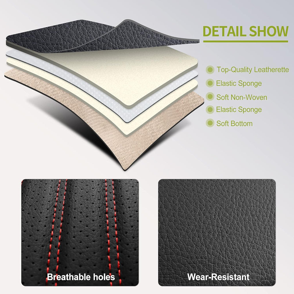 Leather Car Seat Covers, Front Pair, Black&&Red P820