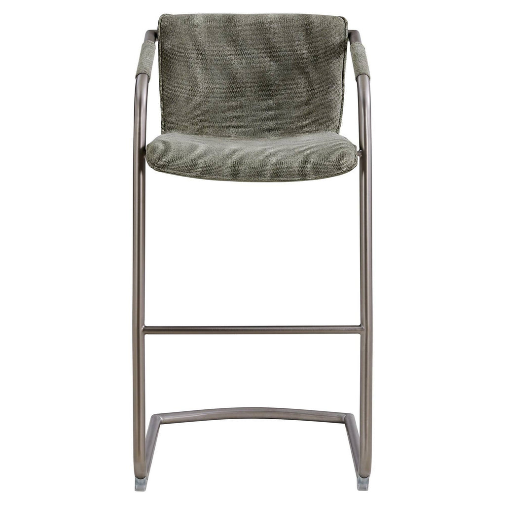 Sage Green Velvet Fabric Bar Stool Q30373