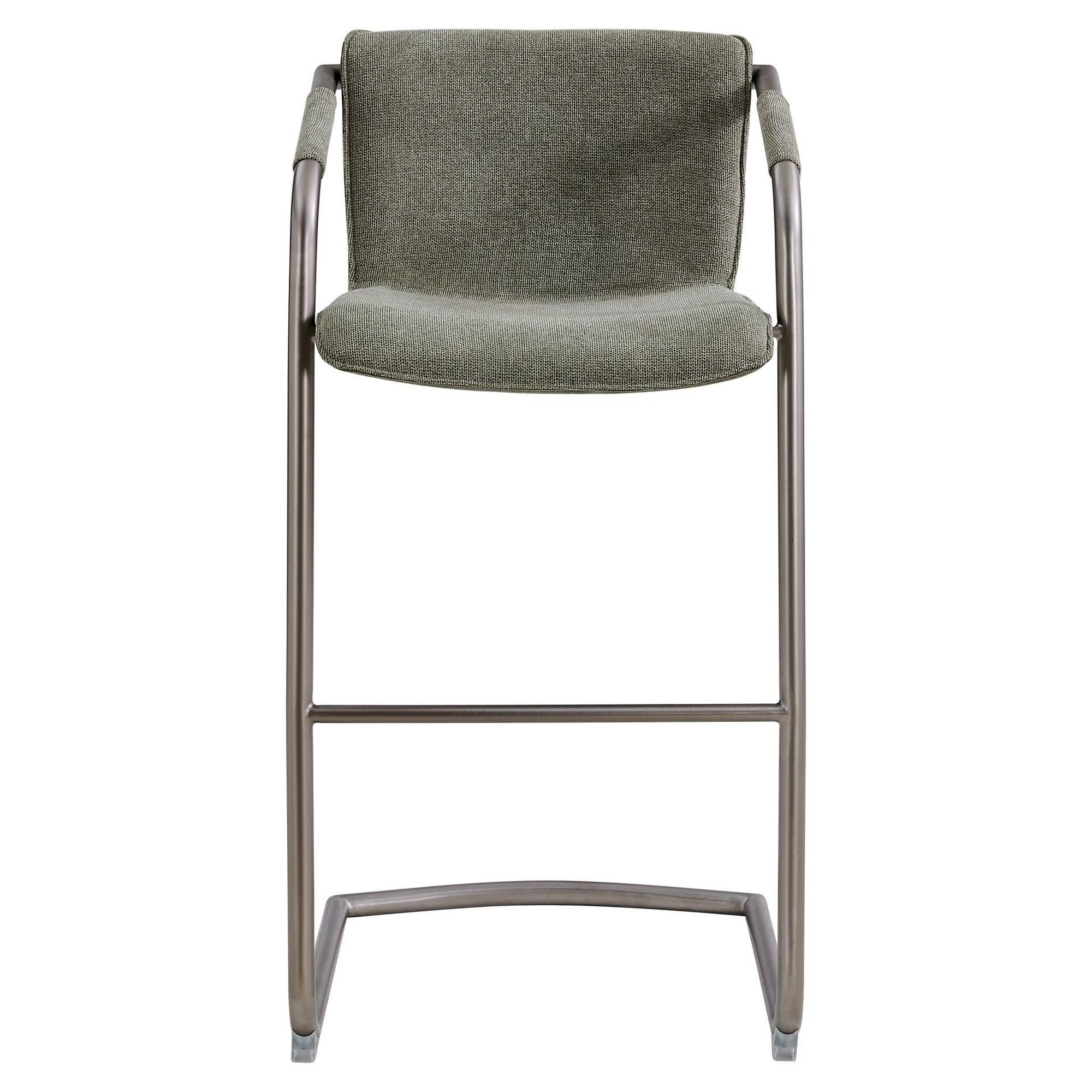 Sage Green Velvet Fabric Bar Stool Q30373