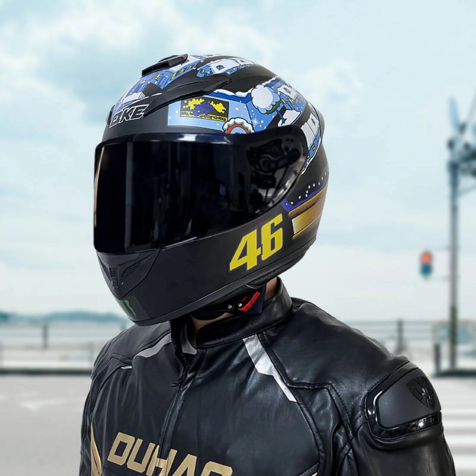 Full Face Motorcycle Helmet with Tinted Visors and Vents X309