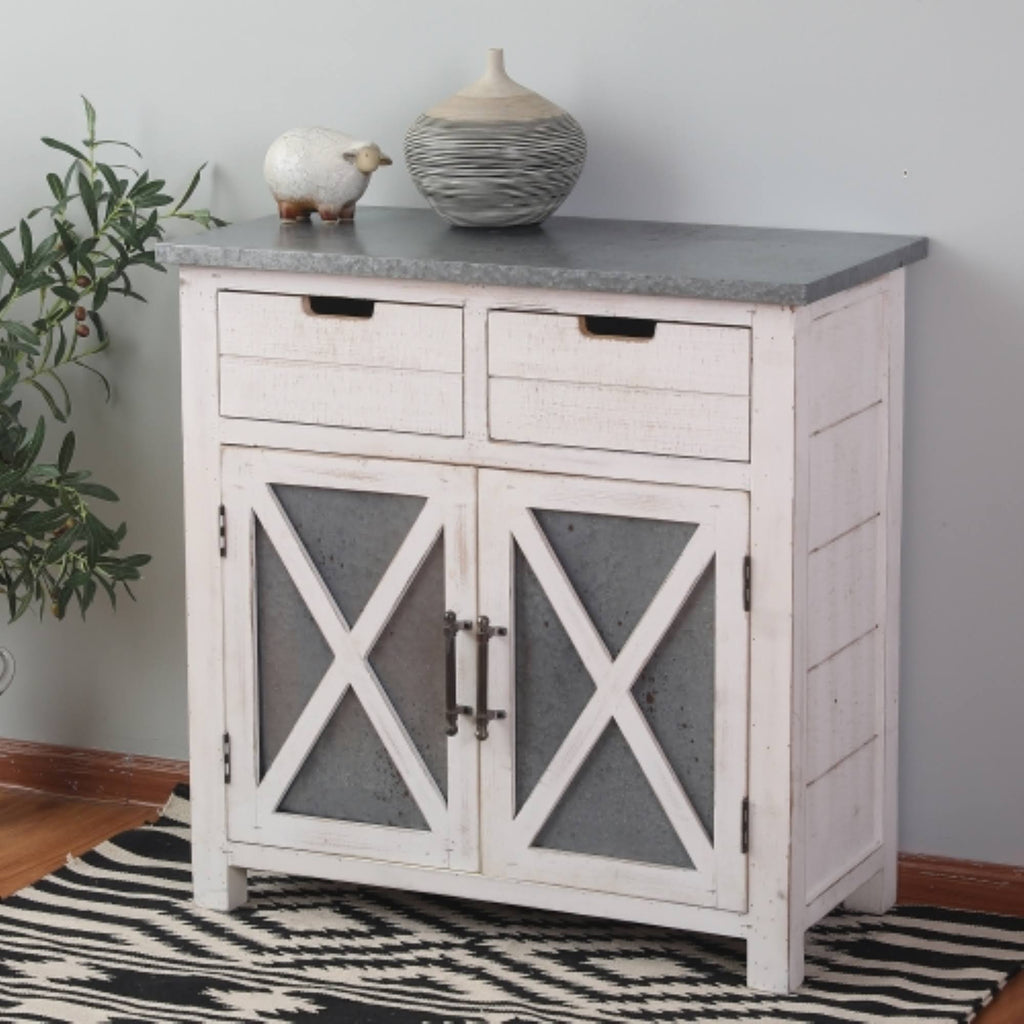 White Wood Console Cabinet I99559