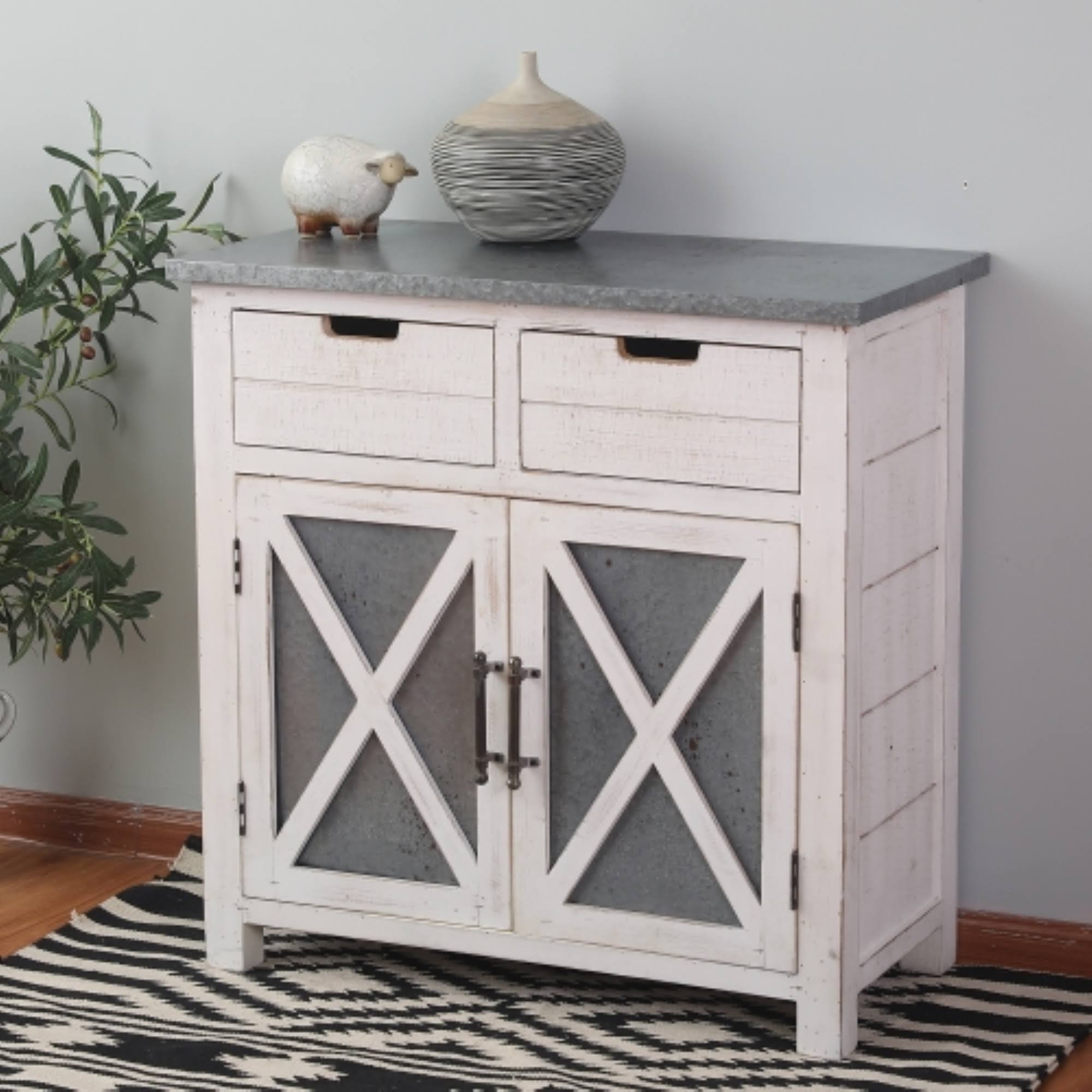 White Wood Console Cabinet I99559