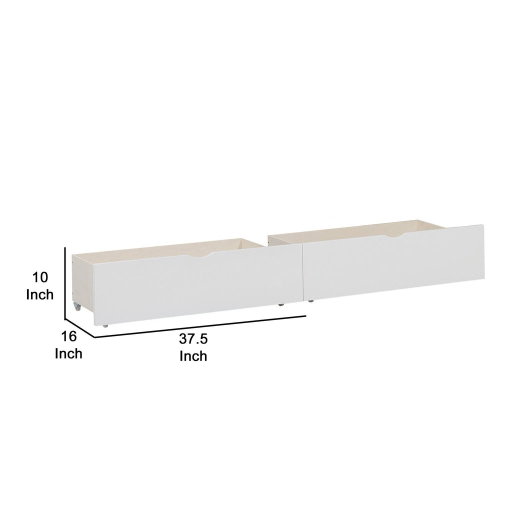 White Wooden Underbed Storage Box with Caster Wheels, Set of 2 J583912