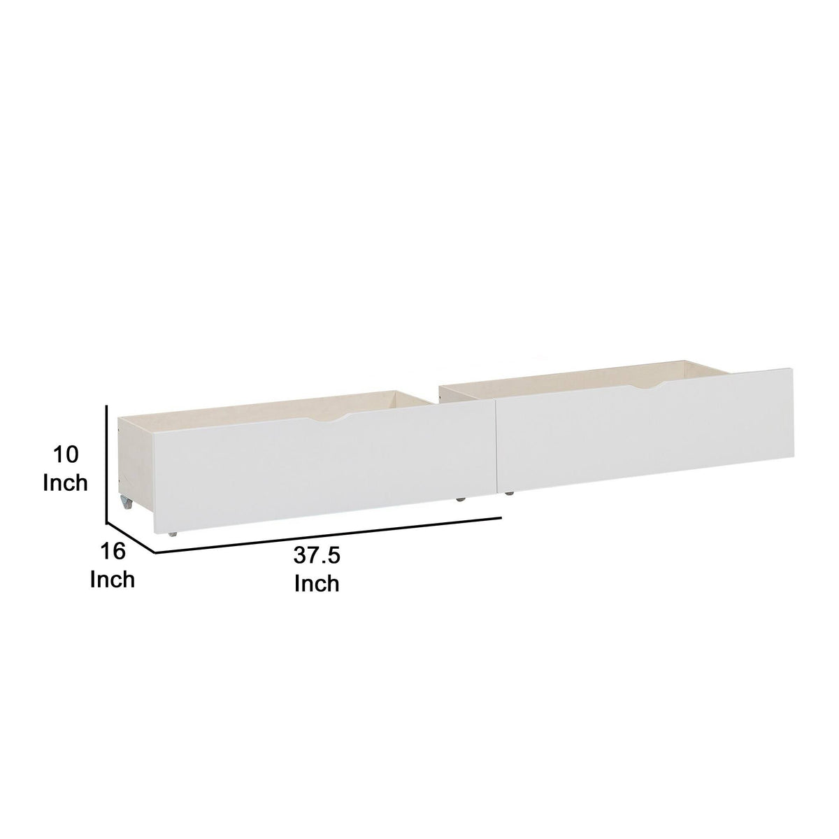 White Wooden Underbed Storage Box with Caster Wheels, Set of 2 J583912