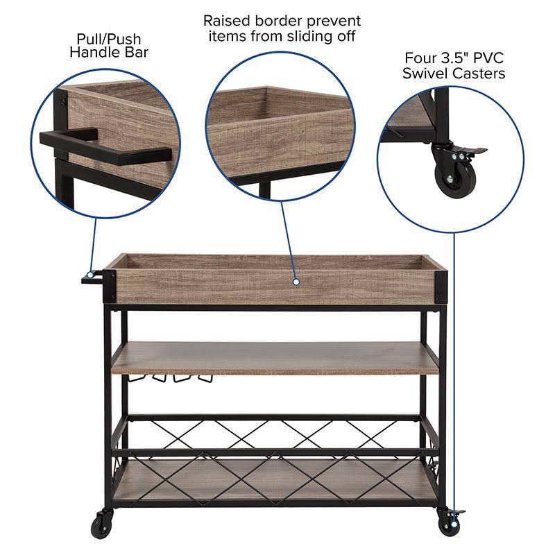 Oak Wood Kitchen Bar Cart K30942