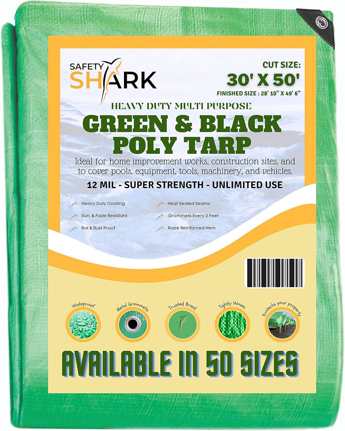 20x30 Feet 5 Mil Thick Poly Heavy Duty Waterproof Tarp with Metal Grommets P80664
