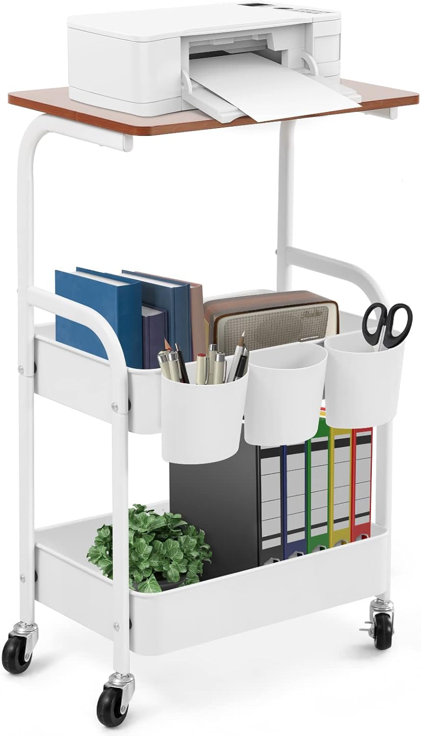 White 3 Tier Rolling Printer Cart G217