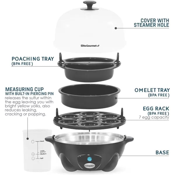7 Egg Capacity Electric Egg Cooker with Auto Shut-Off T115