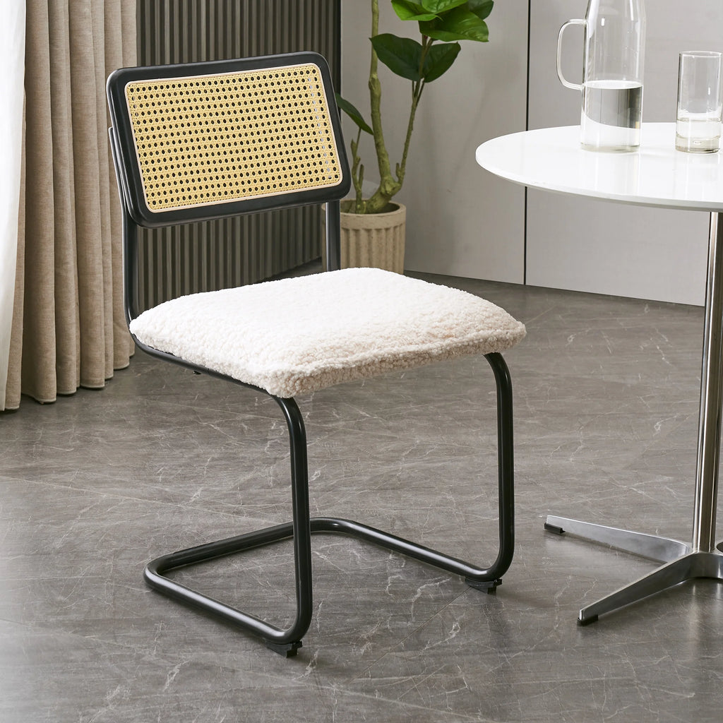 Faux Leather Rattan Dining Chairs Set of 2 with Metal Legs O570986