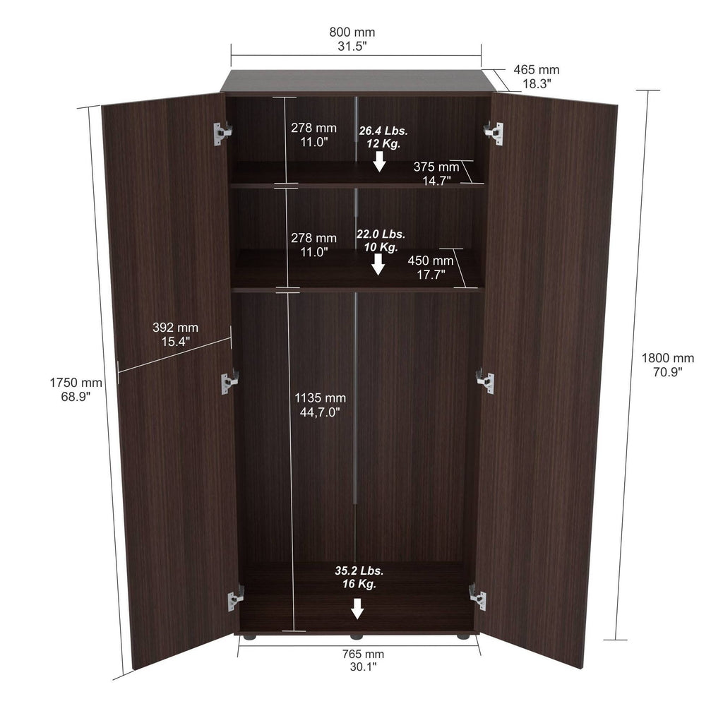 Two Door Espresso Wardrobe Armoire T7423