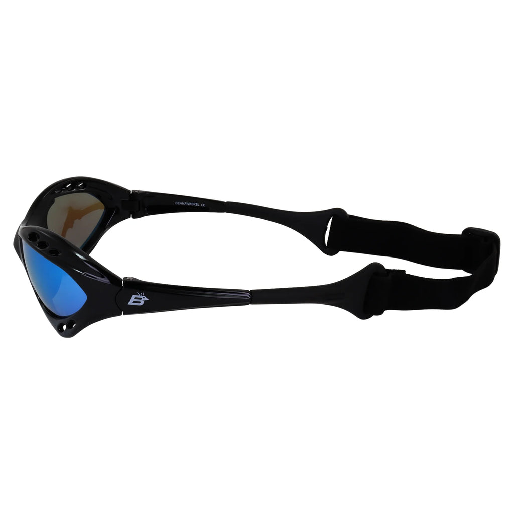 3 Pairs Padded Polarized Sunglasses with Strap Black Frame Smoke Blue & Green Mirror Lenses M140759
