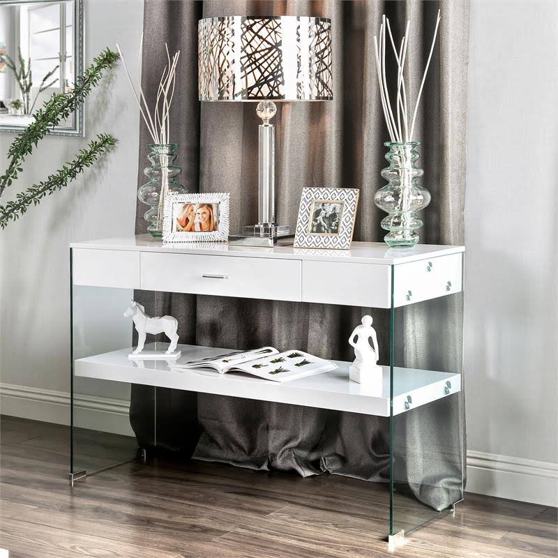 White Storage Console Table S659969
