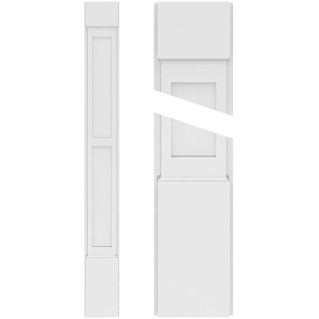 Two Equal Flat Panel PVC Pilaster with Capital and Base (Pair) K431148