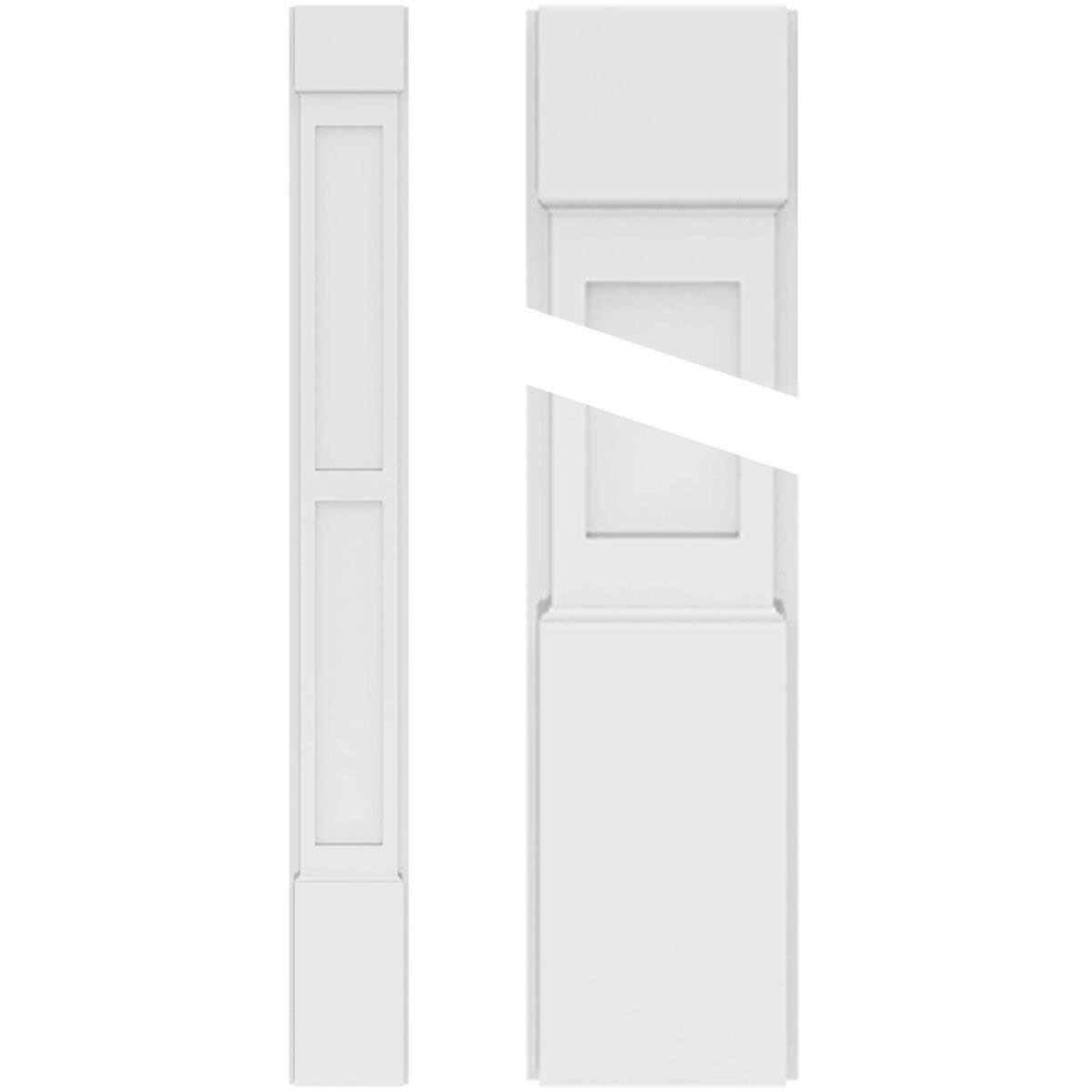 Two Equal Flat Panel PVC Pilaster with Capital and Base (Pair) K431148