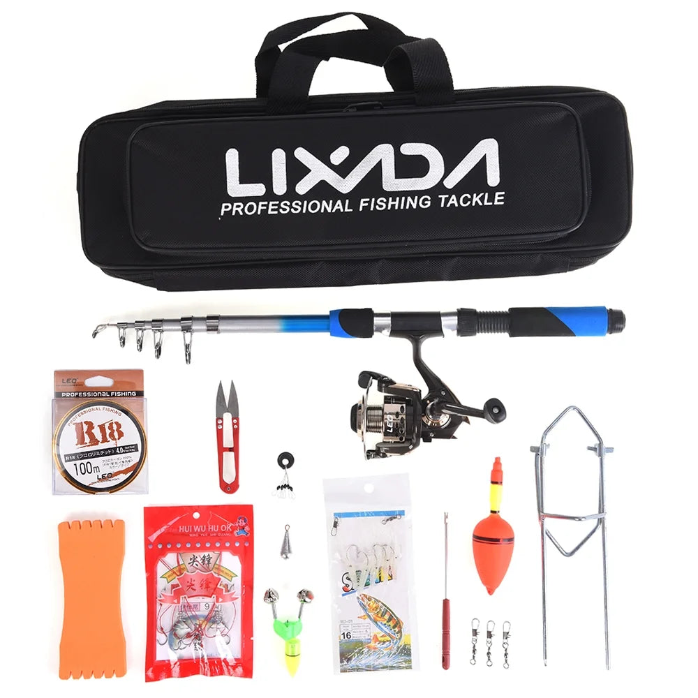 Telescopic Fiberglass Sea Fishing Rod Combo with Spinning Reel and Tackle Set H7449