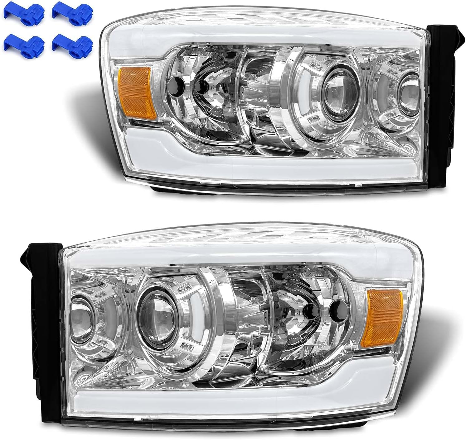 Chrome Housing LED Headlight Assembly with Sequential Turn Signal P248303