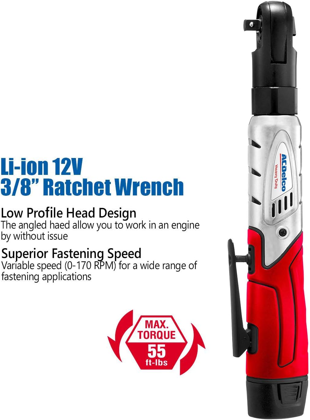 12V Cordless 3/8" Ratchet Wrench Tool Kit with 2 Batteries and Carrying Case Q4534