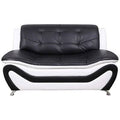 Black/White Faux Leather Armless Loveseat W4113