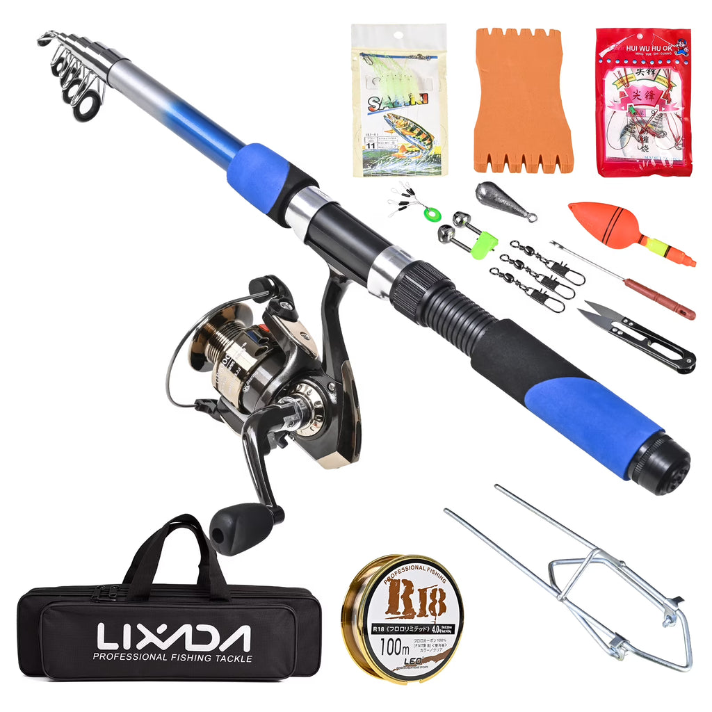 Telescopic Fiberglass Sea Fishing Rod Combo with Spinning Reel and Tackle Set H7449