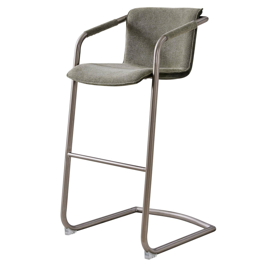 Sage Green Velvet Fabric Bar Stool Q30373