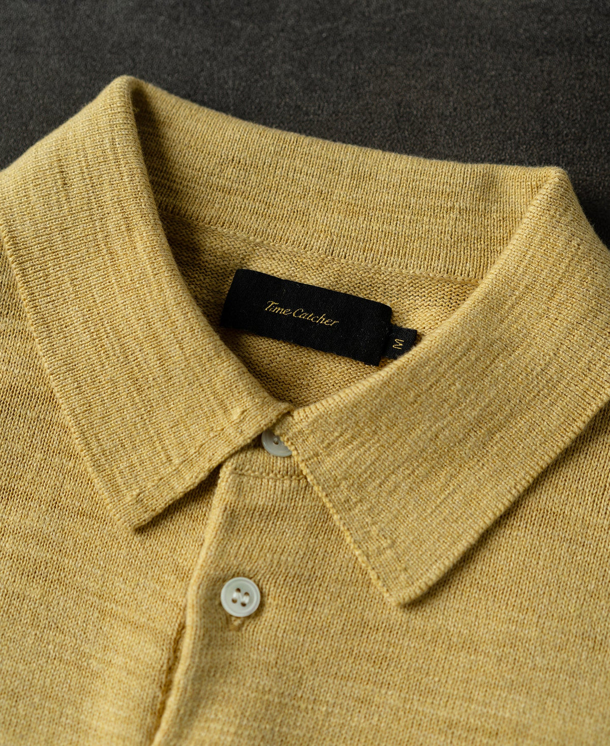 Slub Cotton Long Sleeve Knit Polo