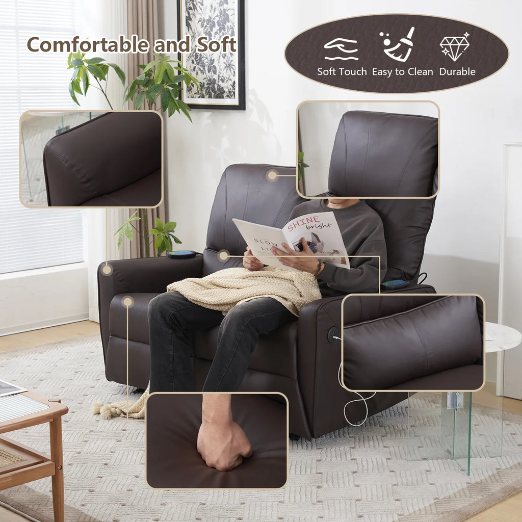 Brown 2 Seater Power Recliner with Massage and Heat Y645809
