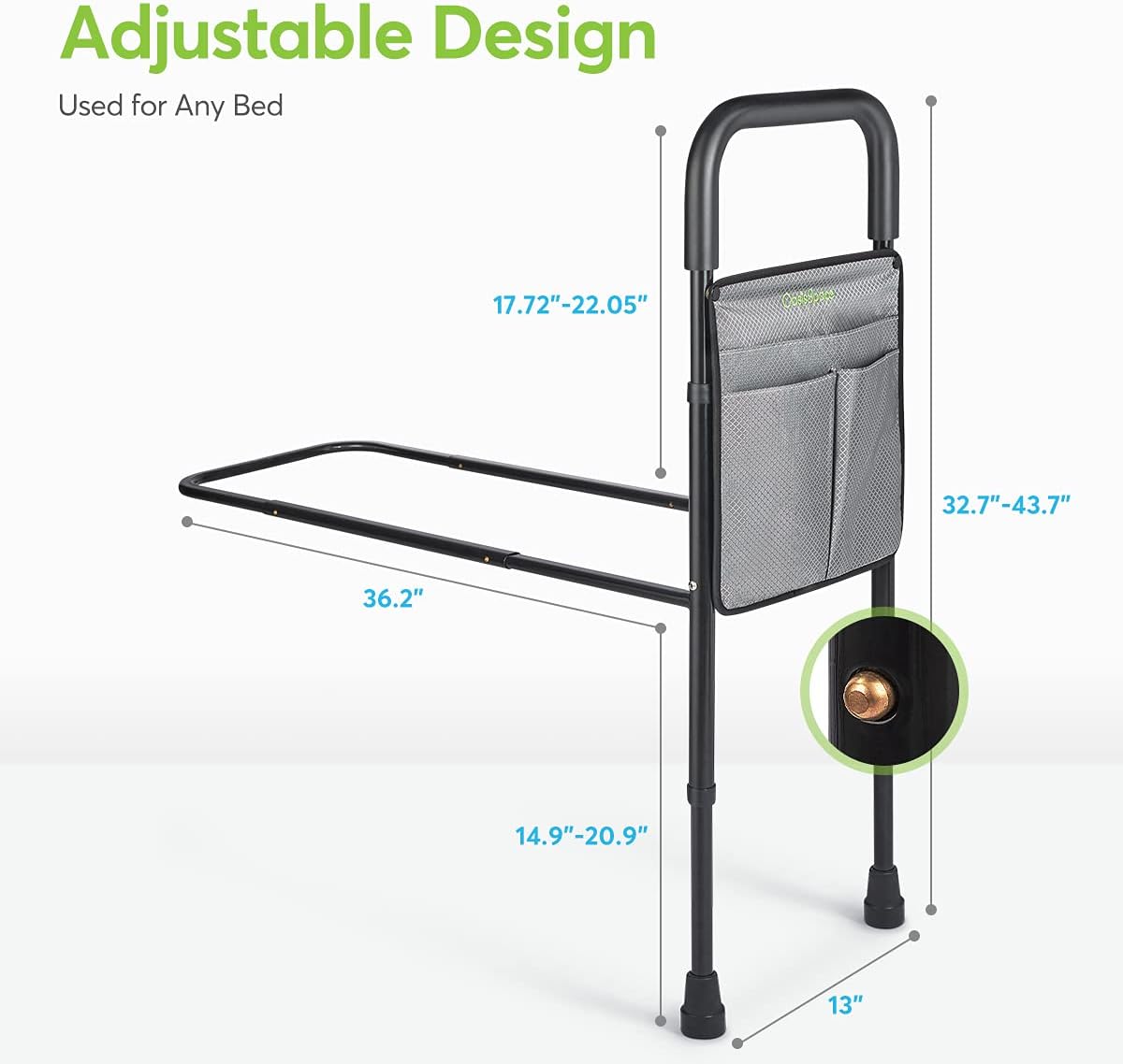Adjustable Bed Rail with Storage Pocket B250