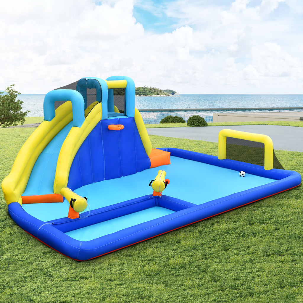 Inflatable Bounce House Water Slide Bouncer with Ball Shooting Climbing Wall V7689