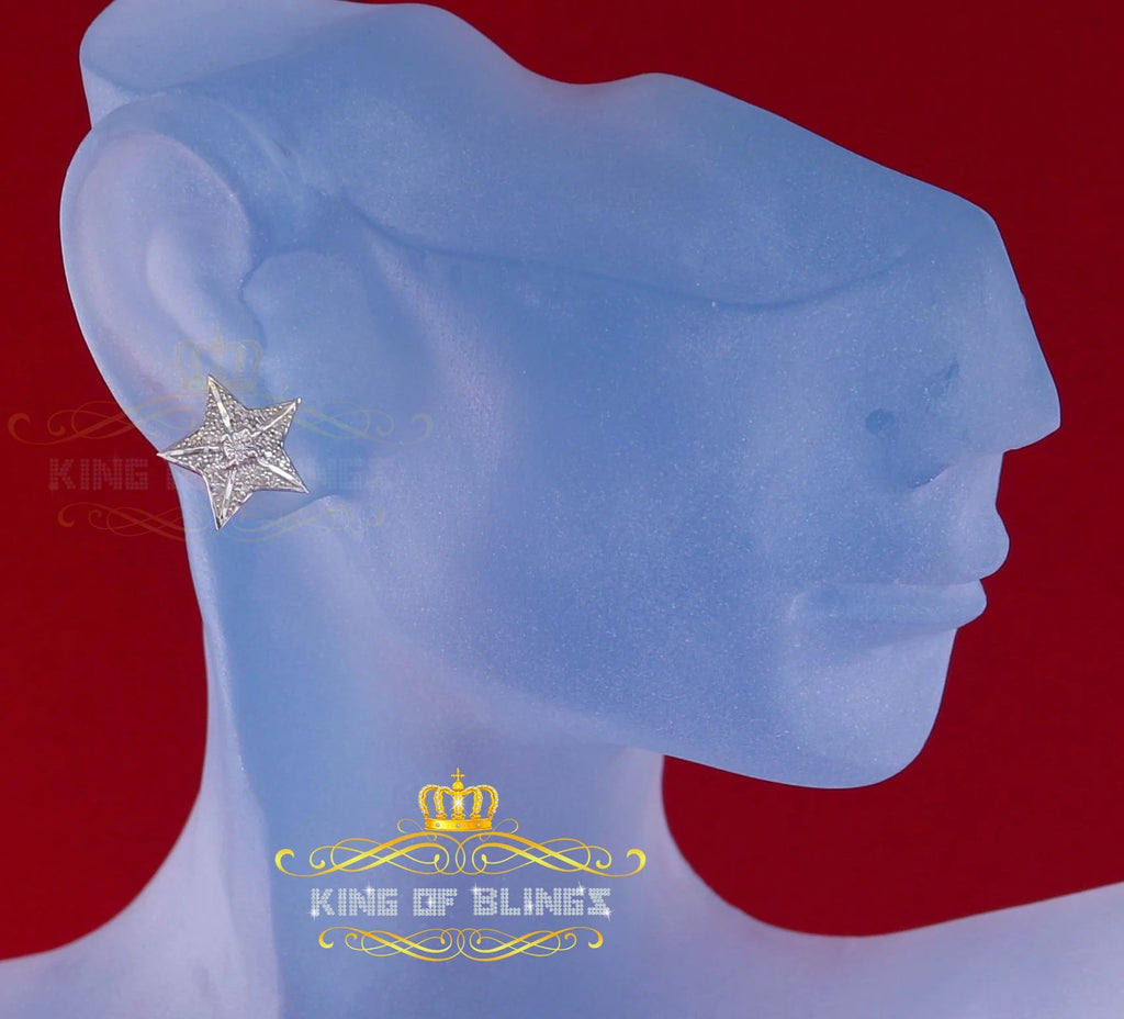 925 Sterling Silver Diamond Stud Star Earrings S8284