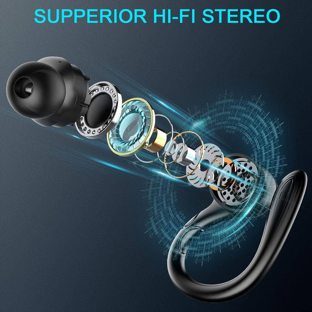 Wireless Earbud with Detachable Earhooks, IP7 Waterproof, 40H Playtime M33736
