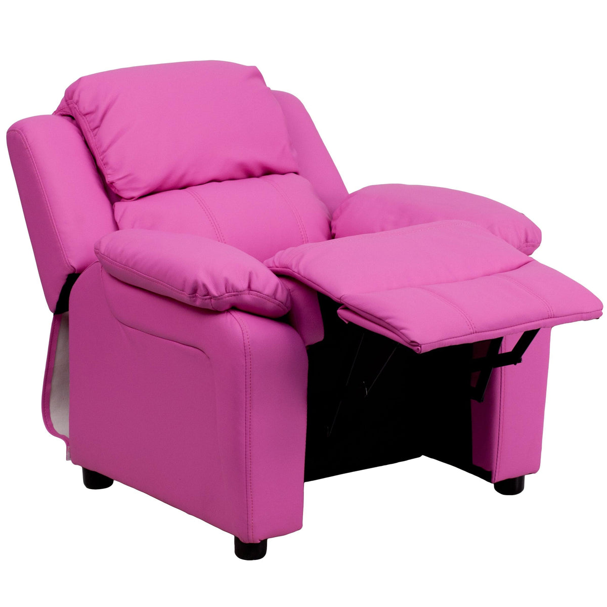 Orange Vinyl Kids Recliner with Storage Arms W4231