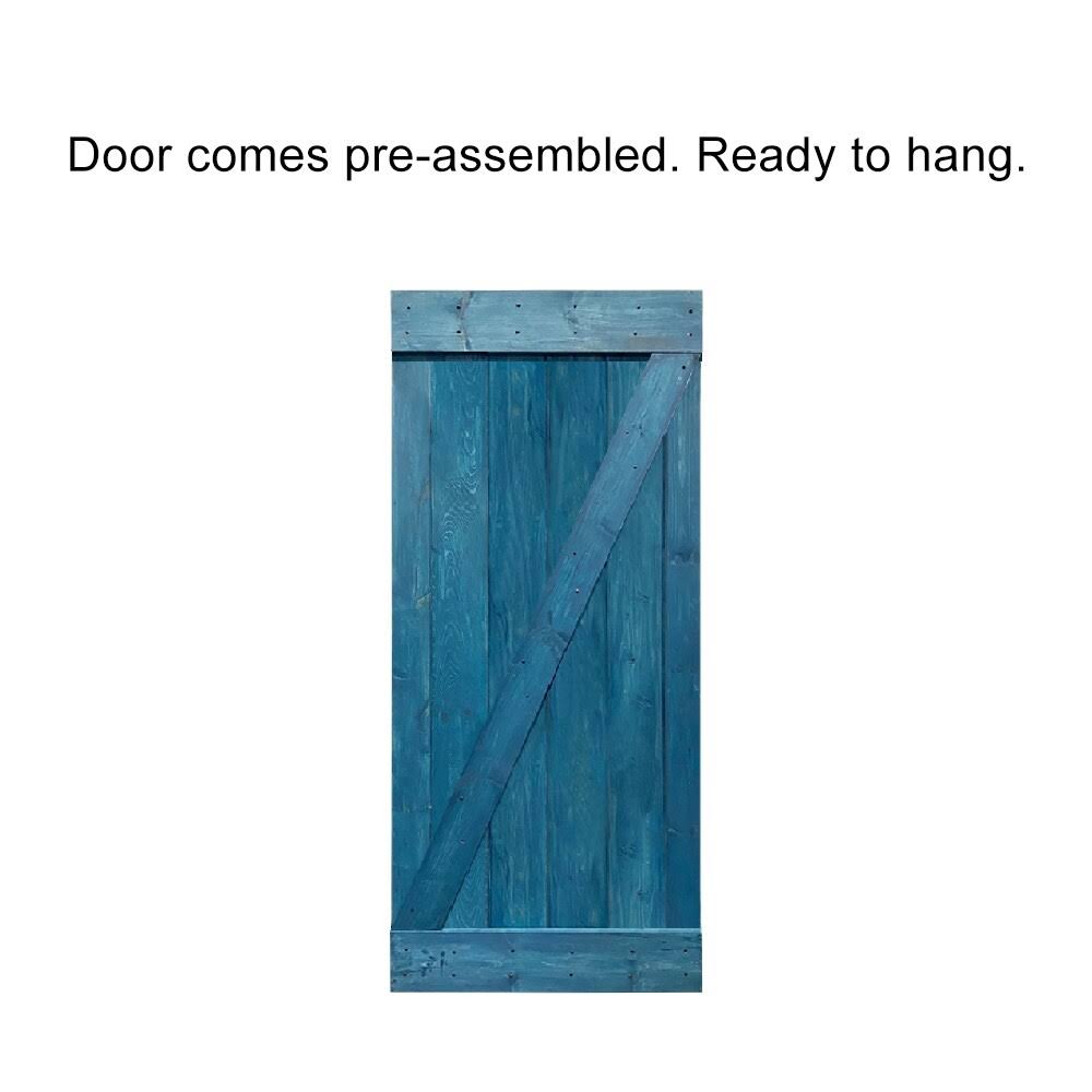 White Stained Wood Interior Sliding Barn Door with Hardware Kit U158