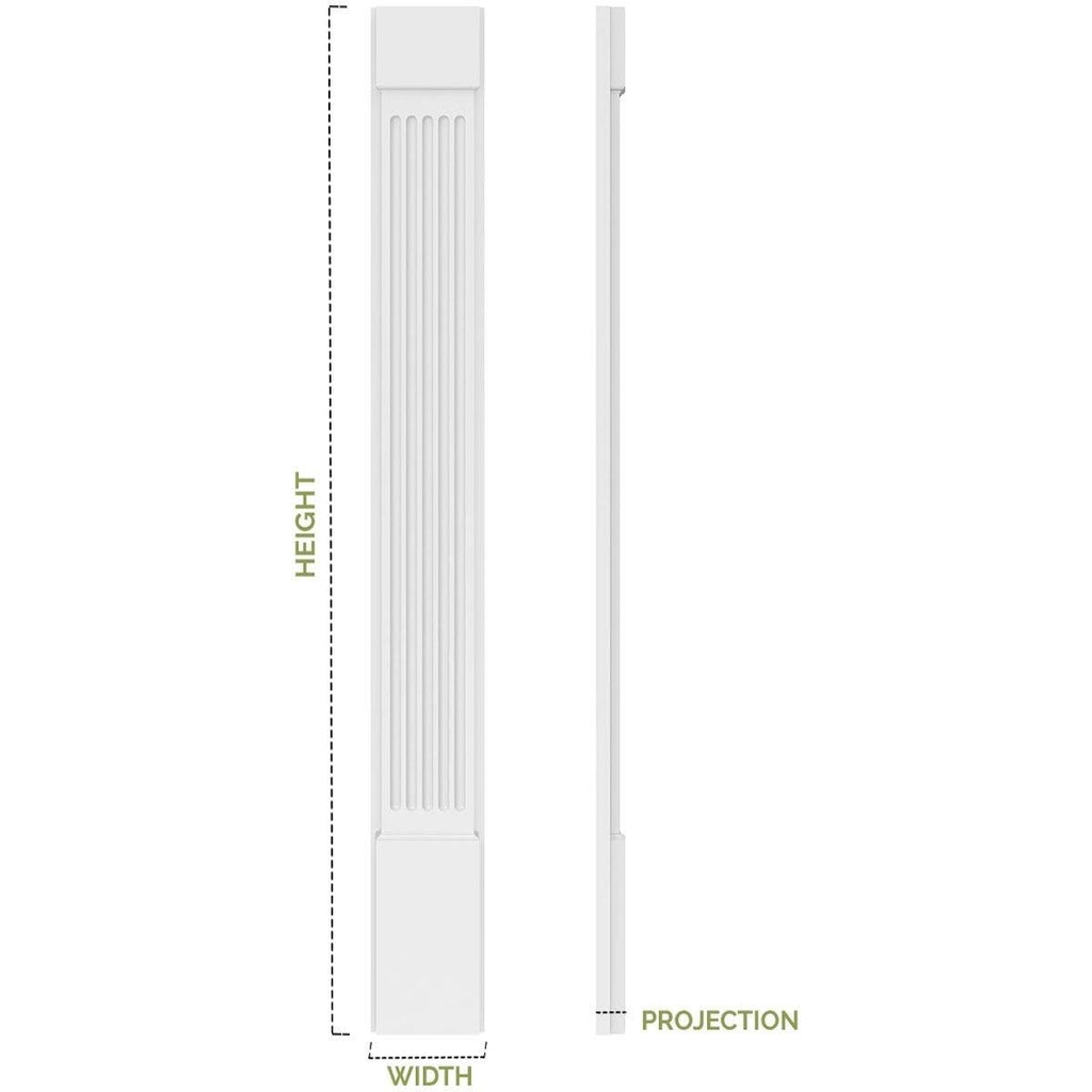 Two Equal Flat Panel PVC Pilaster with Capital and Base (Pair) K431148