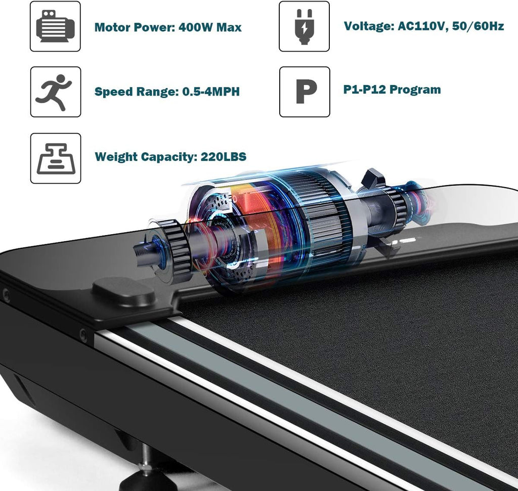 Under Desk Treadmill Walking Pad with LED Display and Wireless Remote Control J526115