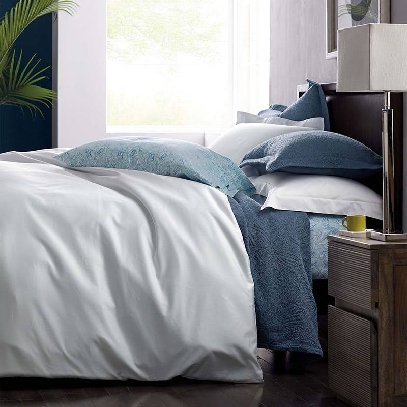White Solid Egyptian Cotton Sateen Twin Duvet Cover Y19138