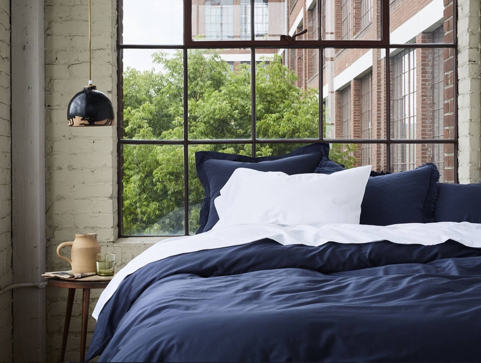 Moonlight Blue Organic Sateen Fitted Sheet Y758