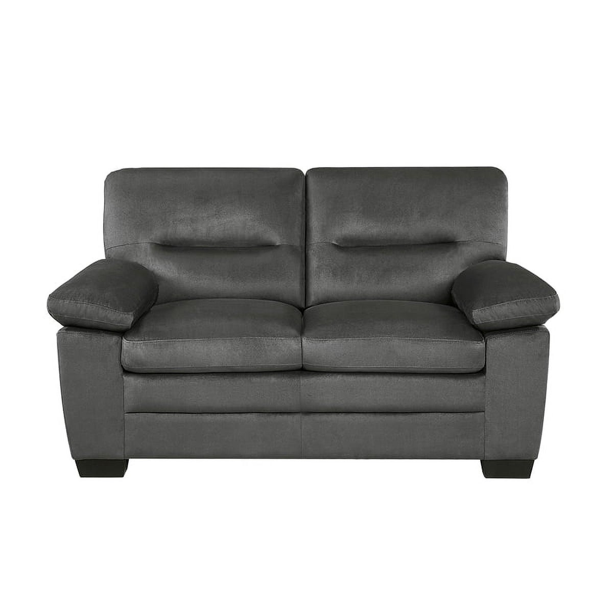 Dark Gray Textured Fabric 2-Piece Upholstered Sofa Set I624083