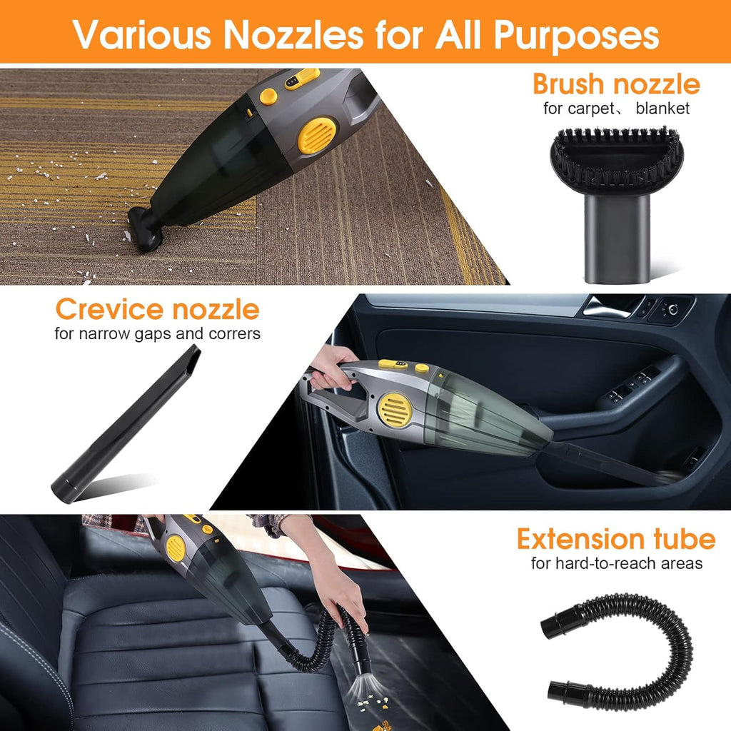 Cordless Rechargeable Mini Handheld Car Vacuum Cleaner Wet Dry 120W 8000Pa Adjustable Speed U936353