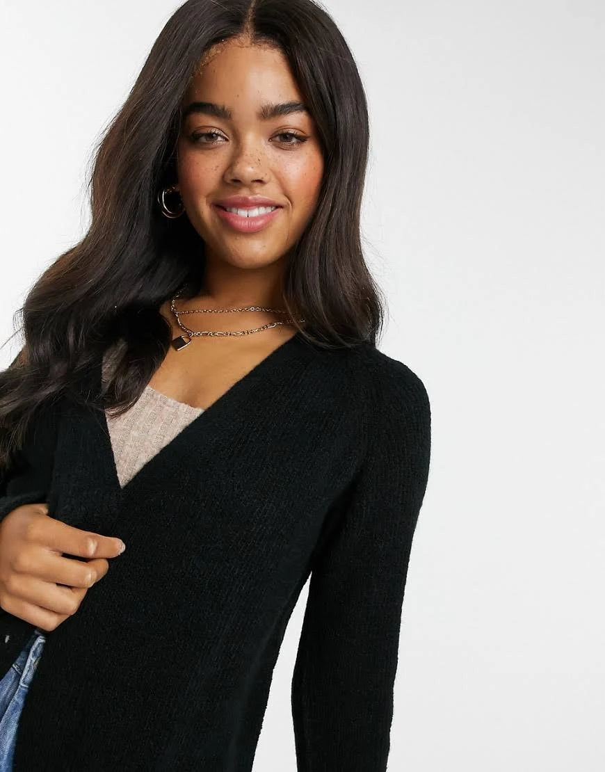 Longline Cardigan in Black K19115