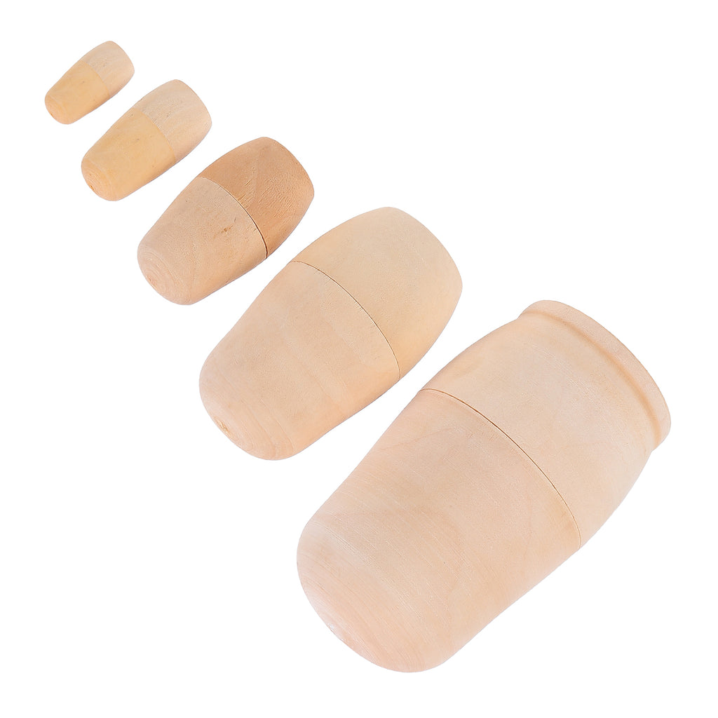 5Pcs Unpainted Wooden Nesting Dolls (Khaki) N396761