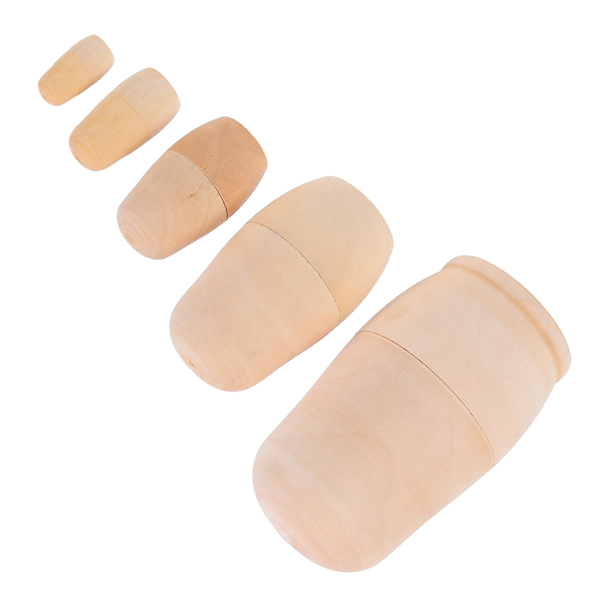 5Pcs Unpainted Wooden Nesting Dolls (Khaki) N396761
