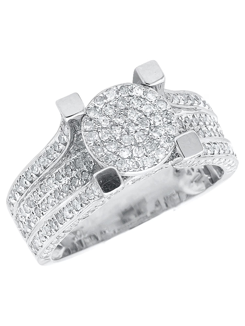 10k White Gold Ladies Round Cluster Diamond Ring O534