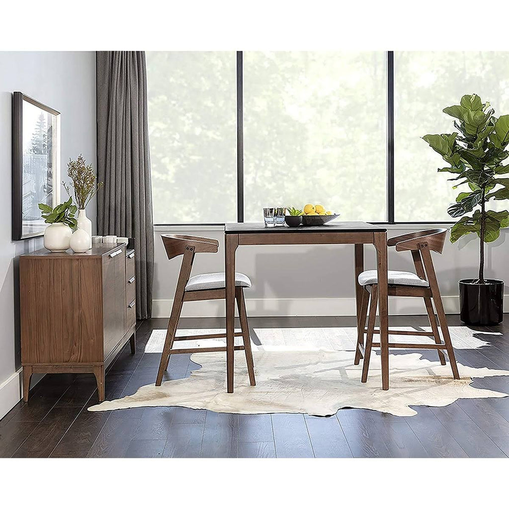 Wood Counter Table Set with 2 Counter Stools in Light Gray D69153