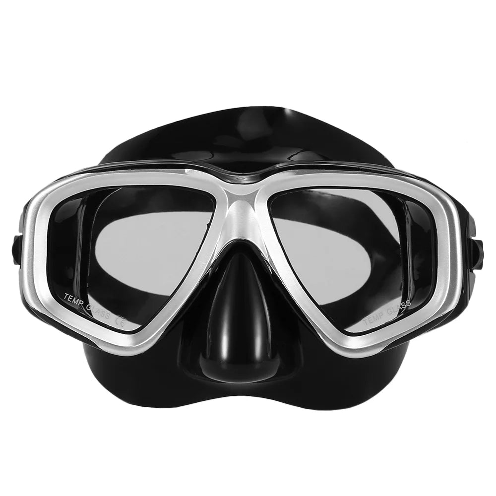 Freediving Snorkel Set with Tempered Glass Lens Goggles R733