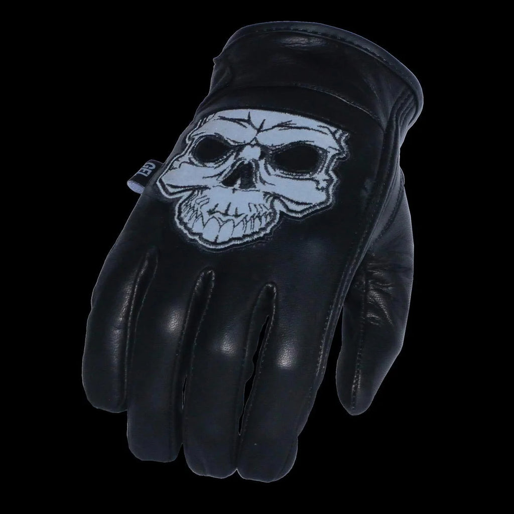 Black Leather Motorcycle Hand Gloves with Gel Padded Palm 2X-Large S284
