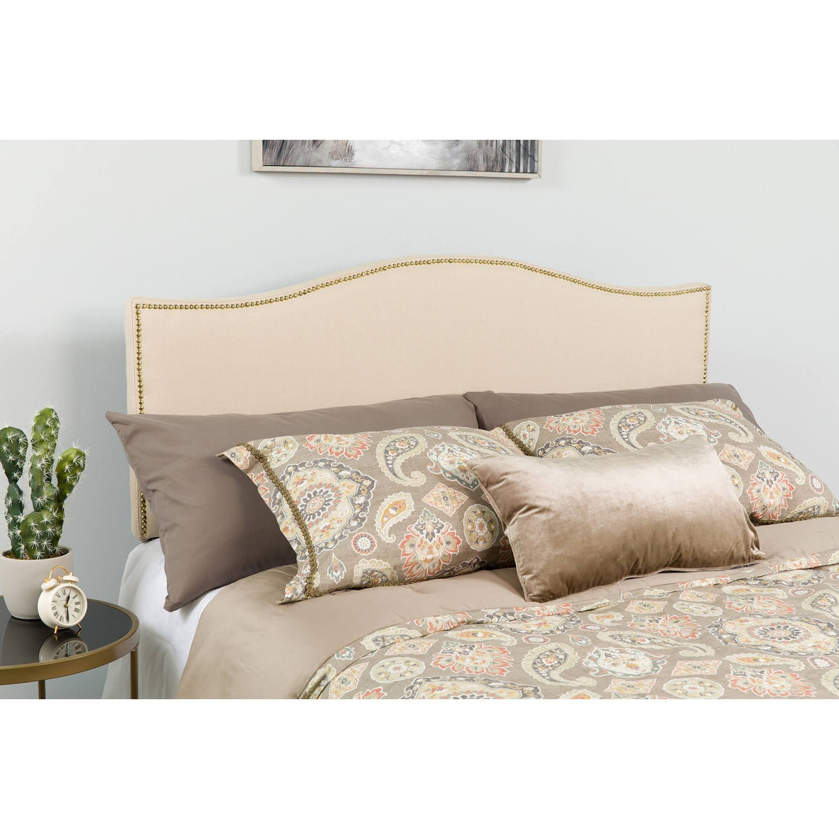 Beige and Black Transitional Queen Size Headboard G215