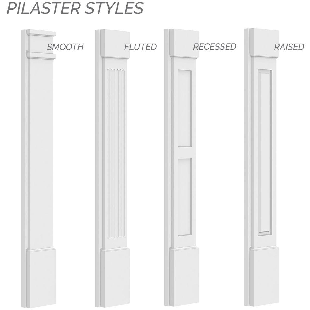 Two Equal Flat Panel PVC Pilaster with Capital and Base (Pair) K431148