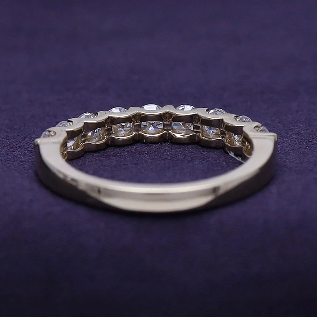 0.86 Carat Round Cut Lab Created Moissanite Half Eternity Wedding Band Ring In 14K Yellow Gold Over Sterling Silver Size 7 R61929