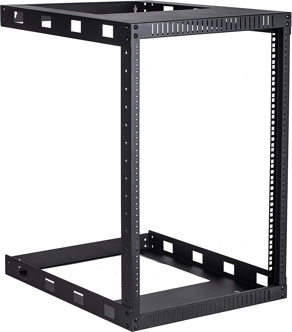 Wall Mount Rack Open Frame 19Inch Server Equipment Rack Heavy Duty Network Equipment Rack 17.75 Inch Deep Black 15U U48757